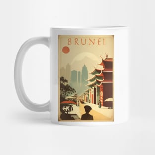 Brunei Streetscape Vintage Travel Art Poster Mug